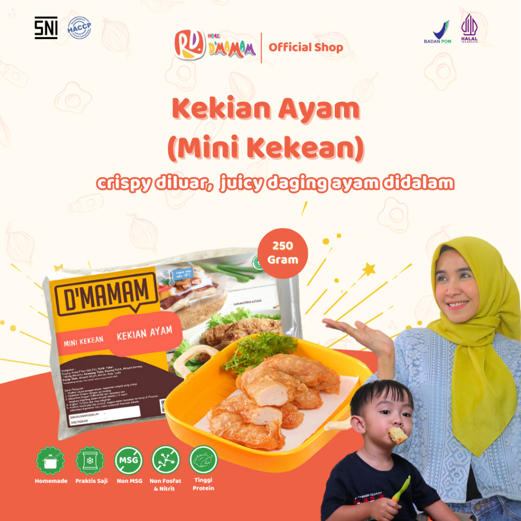 

Radaza D'MAMAM Mini Kekean 250g Kekian Ayam Bento Frozen Anak MPASI Homemade Gluten Free BPOM HALAL