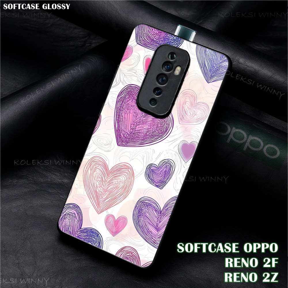 WD01 SOFTCASE OPPO RENO 2F | 2Z | Motif LOVE | Casing Glossy Murah | Case Oppo Keren Lucu Aesthetic