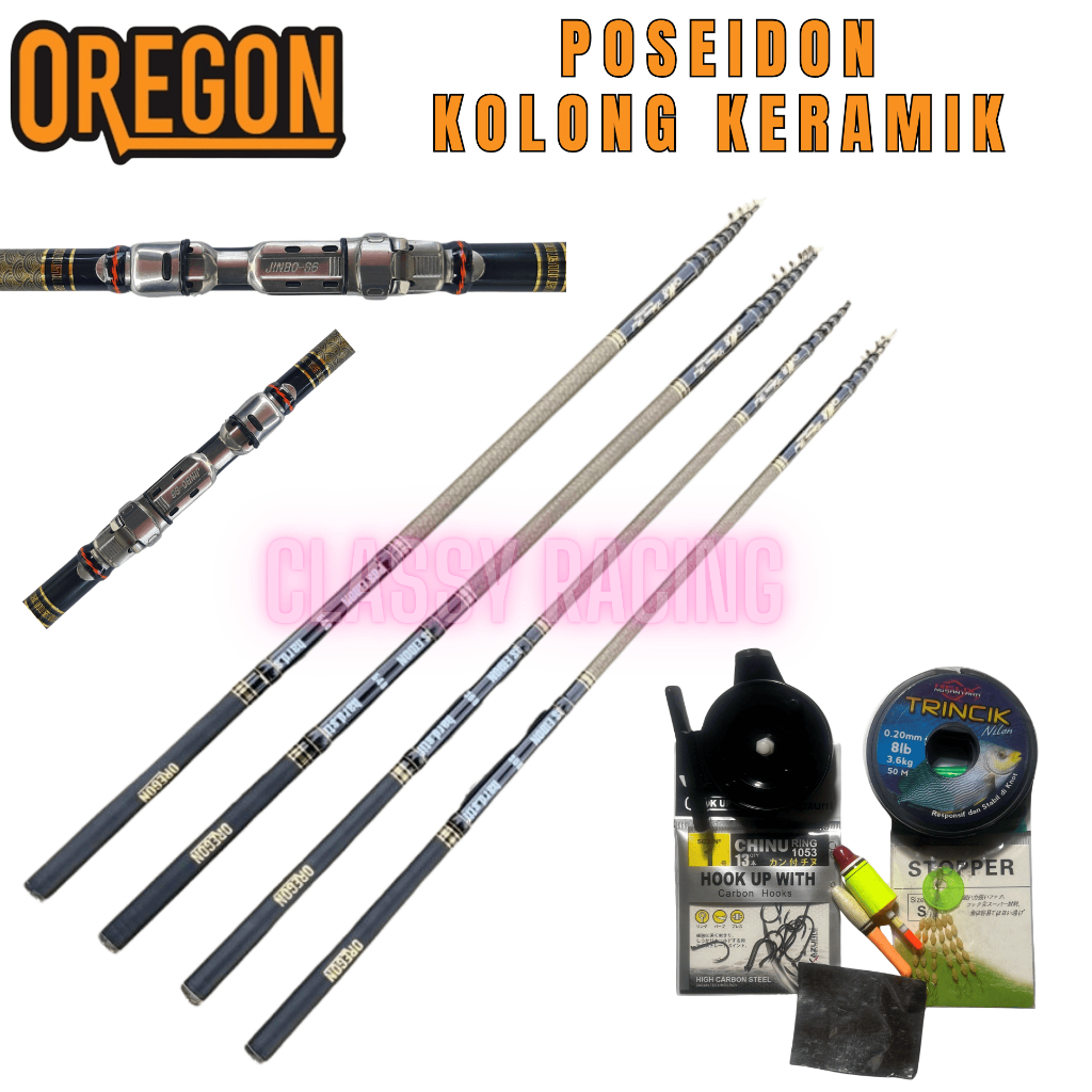 Joran Tegek Oregon Poseidon Bahan Carbon Set Kolong