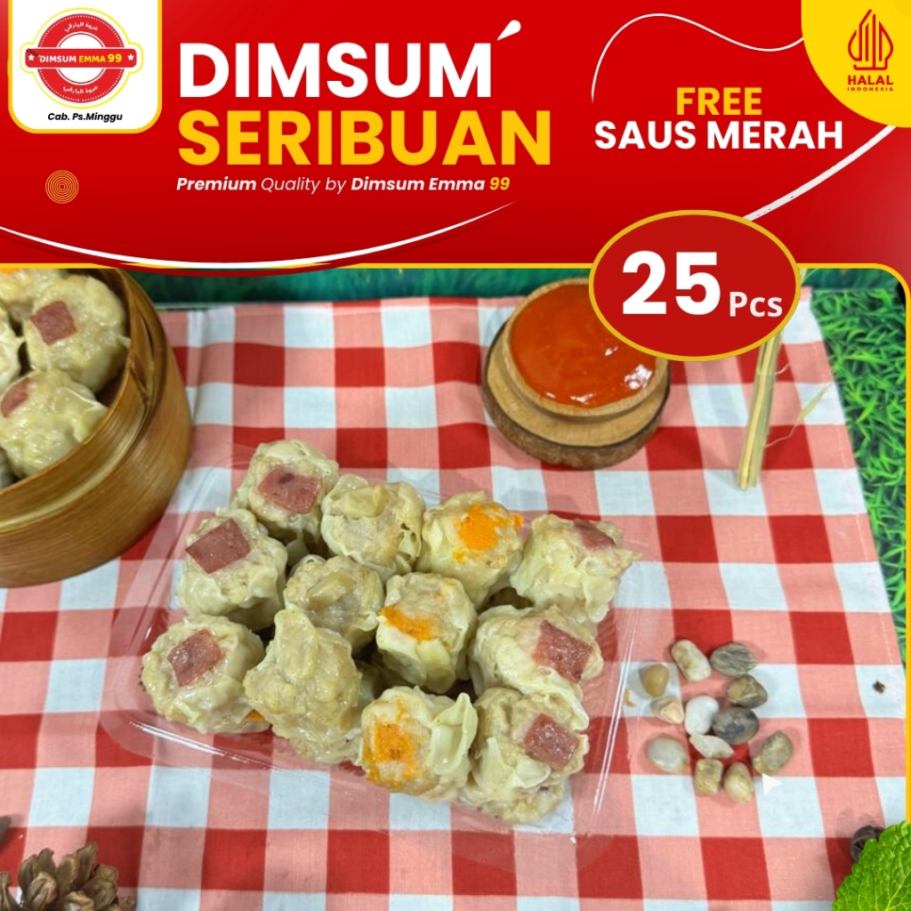 

Dimsum Seribuan Frozen isi 25 pcs Gratis Saos Merah Toping MIX Halal & Kemasan Thinwall