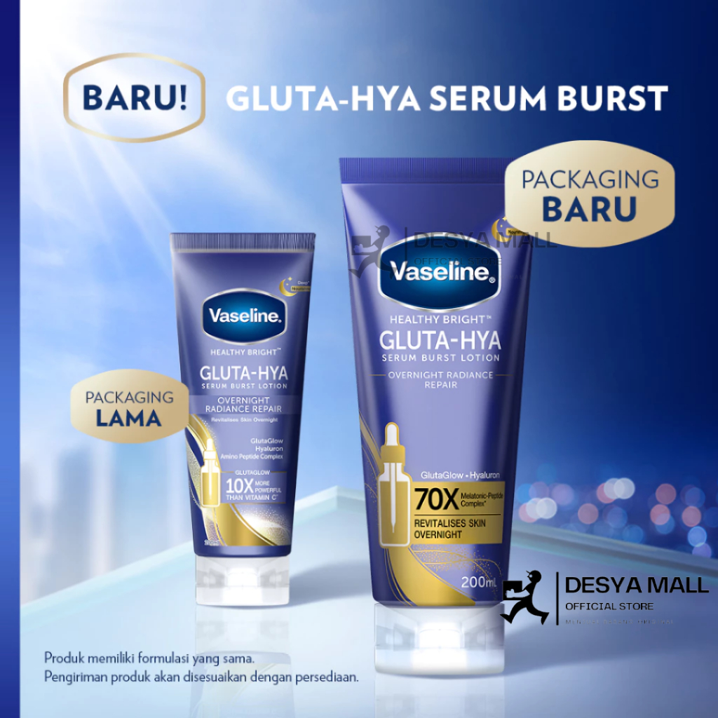 Vaseline Whitening Healty Gluta Hya Overnight Serum 200ml - 330ml | Vaseline Overnight