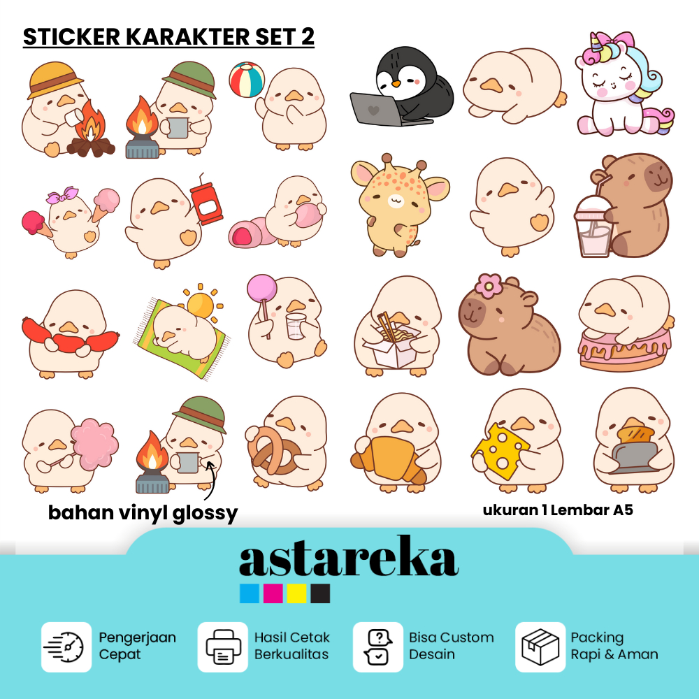 

Stiker Karakter Kartun Lucu Cute Aesthetic Set 2 | Sticker Anak Remaja Waterproof untuk HP, Laptop, Buku, Botol, Scrapbook, Diary