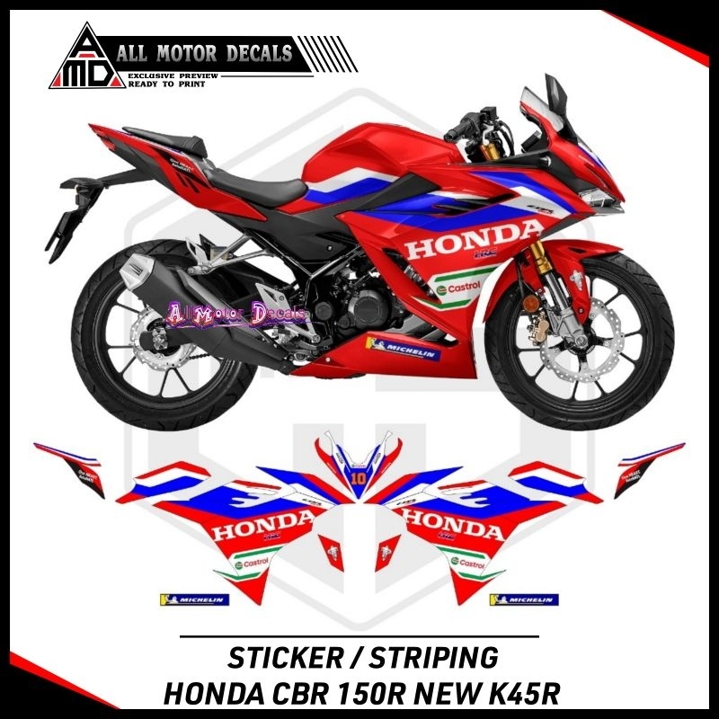 Stiker Cbr 150r New k45r Livery Team Honda / Striping Cbr150r Baru Tahun 2021,2022,2023,2024,2025 / 