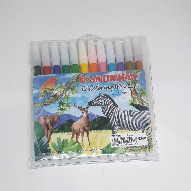 

Spidol snowman 12 warna PW - 12A / coloring markers / perlengkapan menggambar menulis
