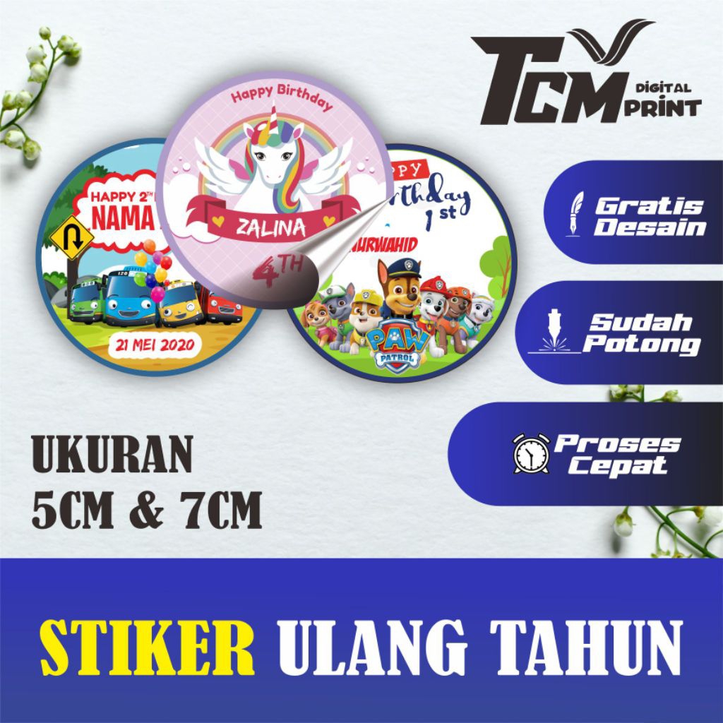 

Stiker Ultah Anak Bulat Custom Unik