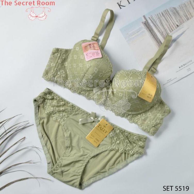 KODE O89G TALLY BRA BH SET CD CELANA DALAM 5519  CUP B  ADA KAWAT  BUSA TIPIS  SIZE 34  38