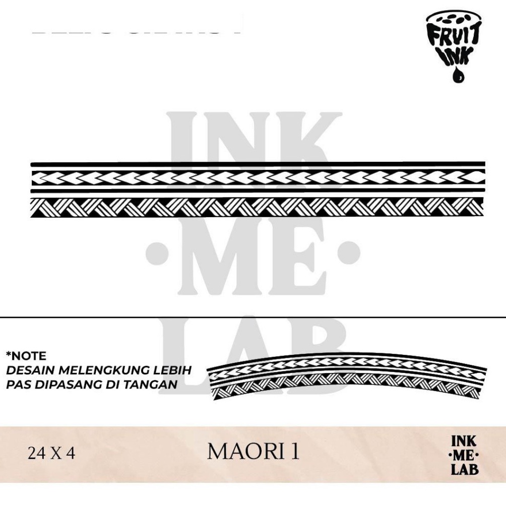 KODE X88W INKMELAB  MAORI 4 Fruit Ink Temporary Tattoo ARMBAND 3X9 cm  Tato Temporer Semi Permanen T