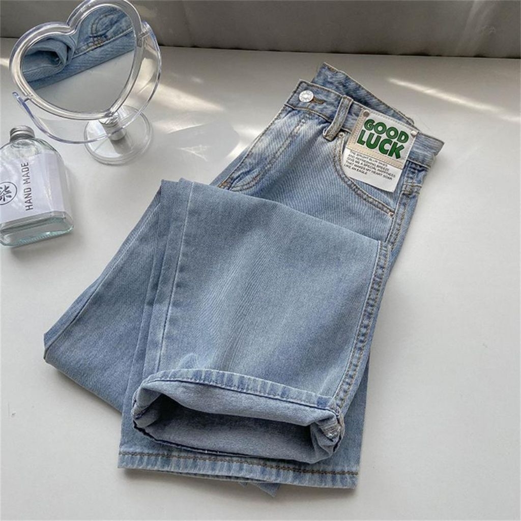 COD Lulu Jeans - Lulu Jeans Celana Jeans Higwaist Celana Jeans Biru Muda Celana Kulot Higwaist Celan