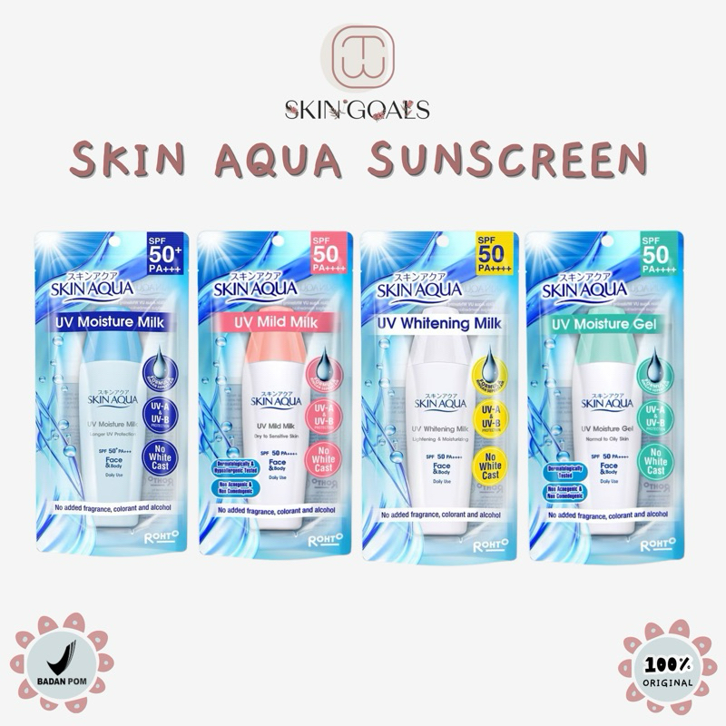 [READY] Skin Aqua UV Moiture Whitening Milk Sunscreen SPF 50 PA++++ Rohto