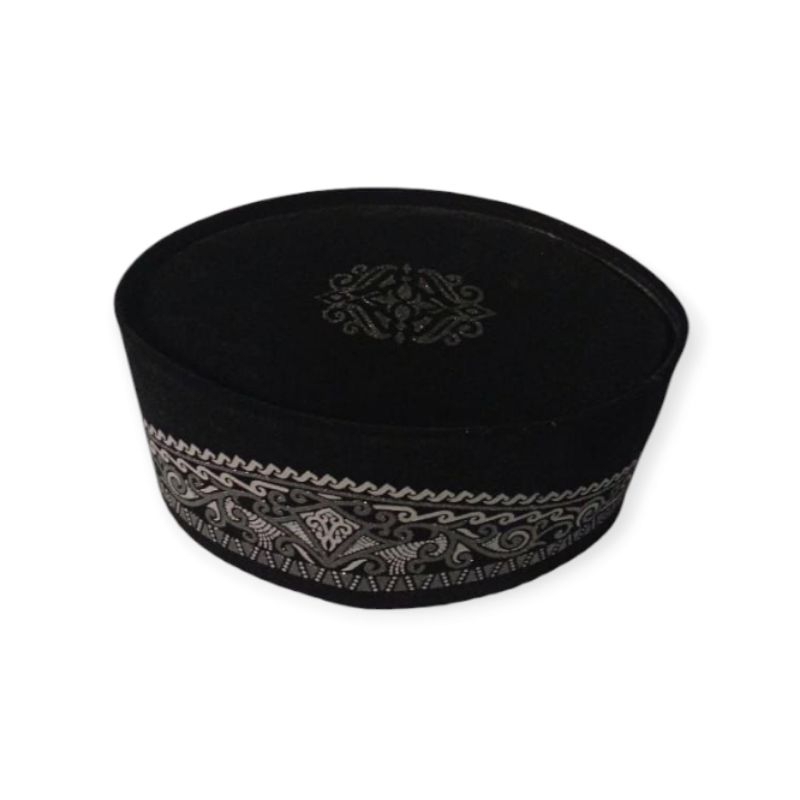 SONGKOK PECI BATIK HITAM SABLON