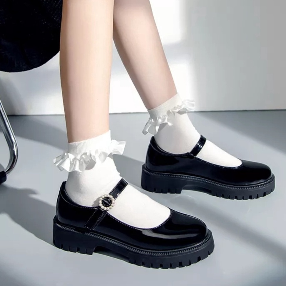 KODE R19G Sepatu Docmart Wanita Lolita Sepatu Loafers Klip