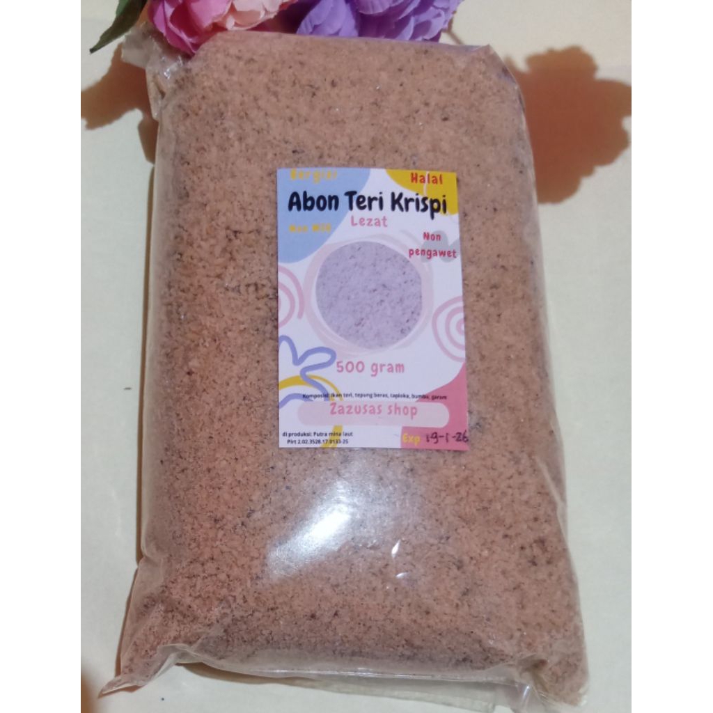 

Abon teri krispi non MSG non pengawet berat 500 gram