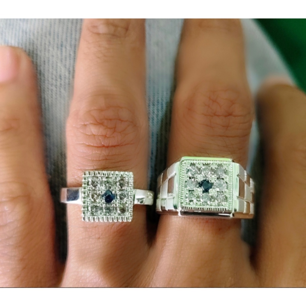 Cincin couple natural blue sapphire safir  berlian eropa