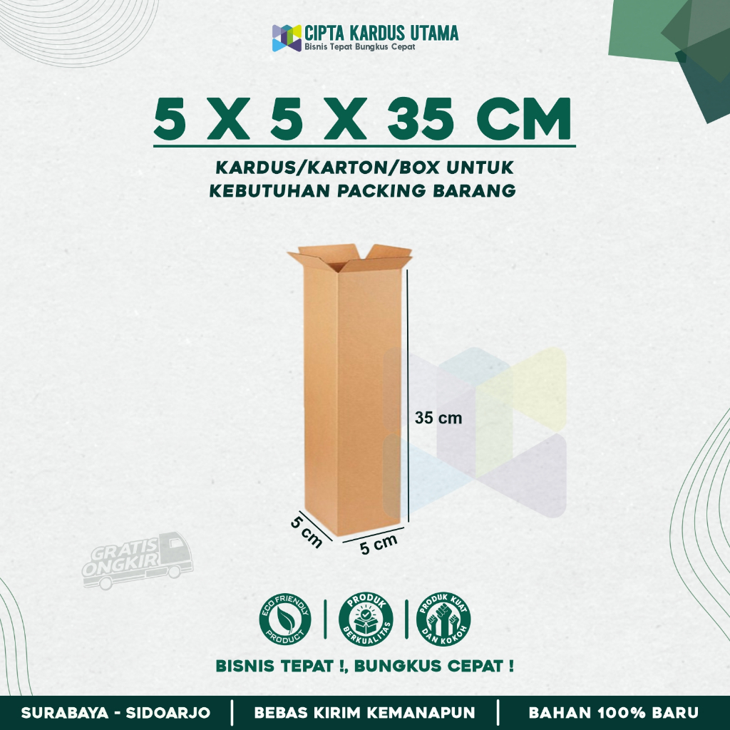 

Kardus Packing 5x5x35 cm/ Karton | Box Packing cocok untuk botol parfum, Aksesoris, Skincare, Pakaian, Elektronik, Barang Pecah Belah, Dokumen, Buku , Alat Rumah Tangga dengan Harga Terjangkau