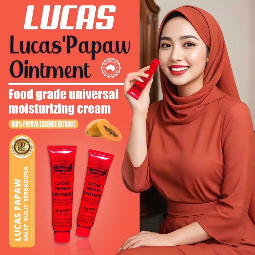 Lucas Papaw elembab bibir 25g 100% menyembuhkan berbagai luka dan gatal krim gel australia menghilan