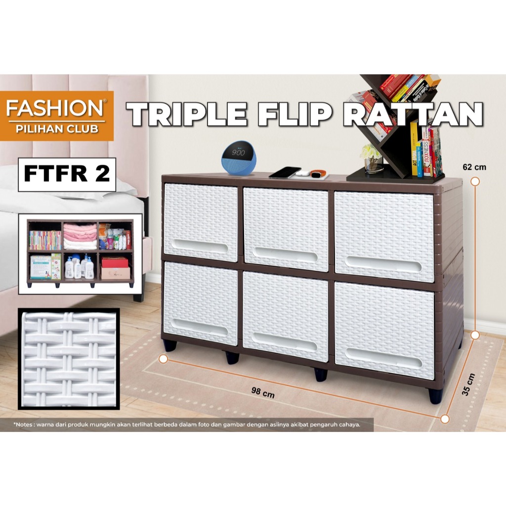 CLUB Fashion Triple Double - Lemari Baju Plastik - Lemari Plastik Minimalis - Lemari Baju Aesthetic