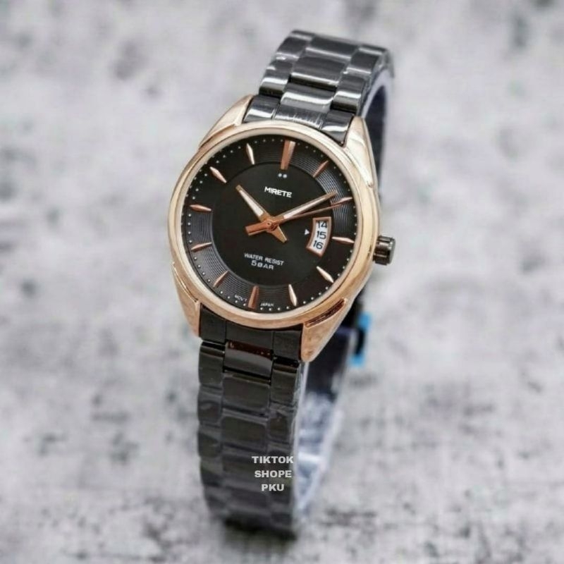 Jam Tangan Mirete Wanita Original Tahan Air Tanggal Aktif Mewah Elegant Casual Stainless Steel Watch