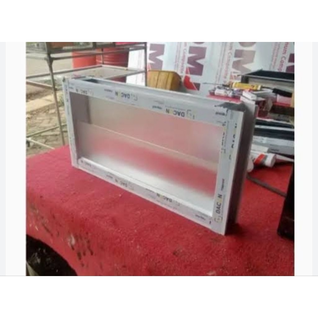 KUSEN JENDELA KAMAR MANDI ALUMINIUM (BOVENLI) KACA ZIKZAK UKURAN 40X60 DAN 40X80 FREE PACKING KAYU