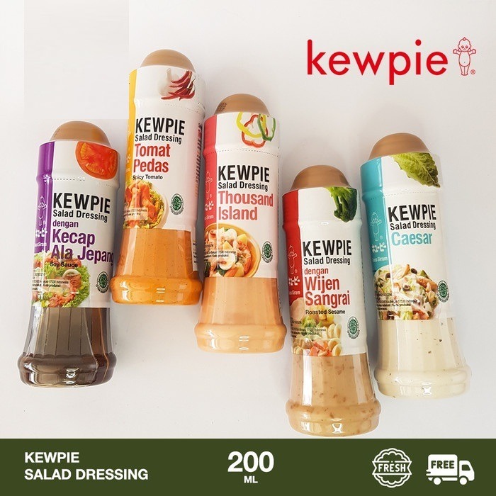 

Saus Salad Dressing Kewpie 200 Ml Varian Wijen Sangrai, Kecap Ala Jepang, Thousand Island, Caesar, Tomat Pedas, Tube 150 Ml & Sachet 70 Gr Original, Botol PET 500 Ml Wijen Sangrai