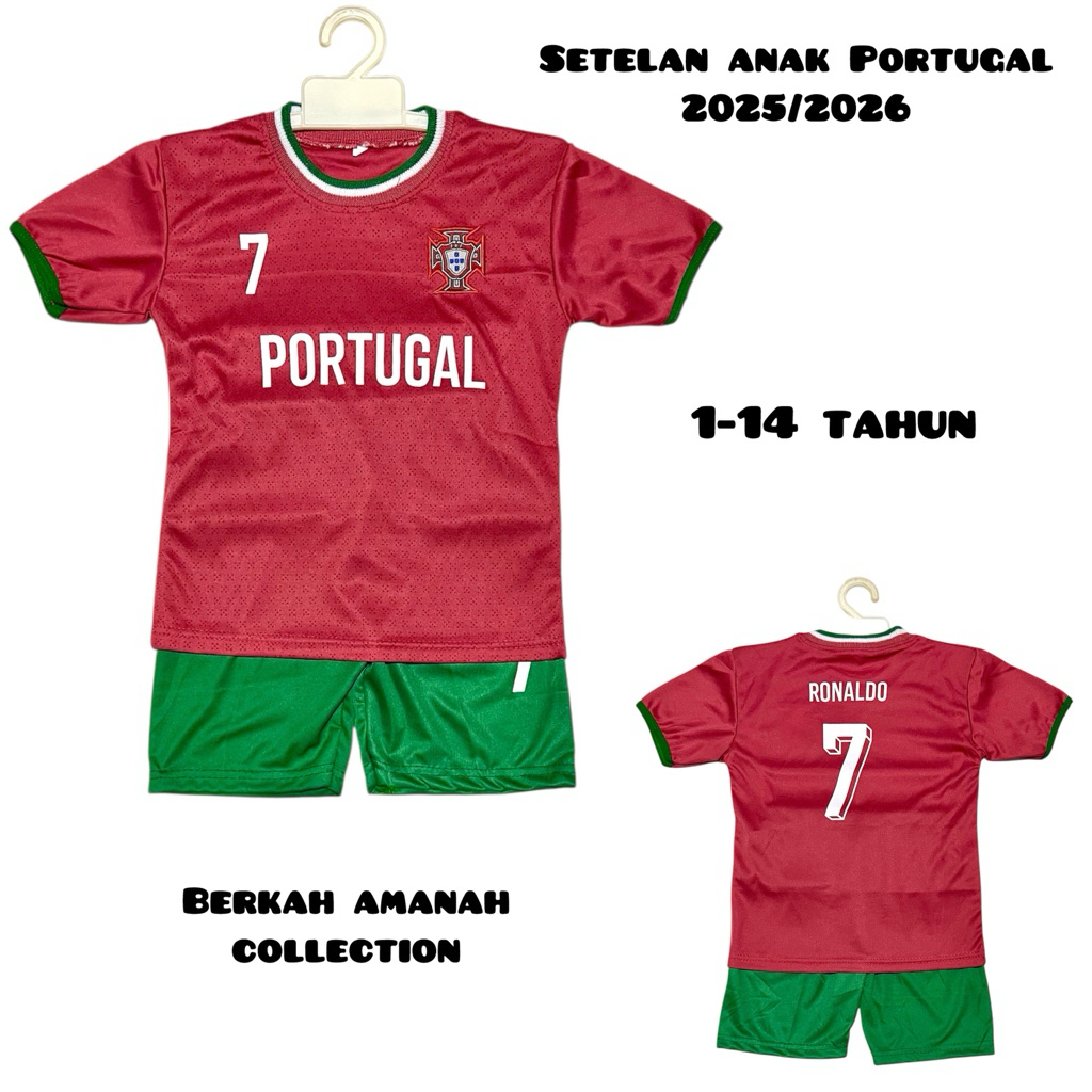 setelan bola anak Portugal/ kaos bola anak Portugal/ jersey bola anak Liga Dunia