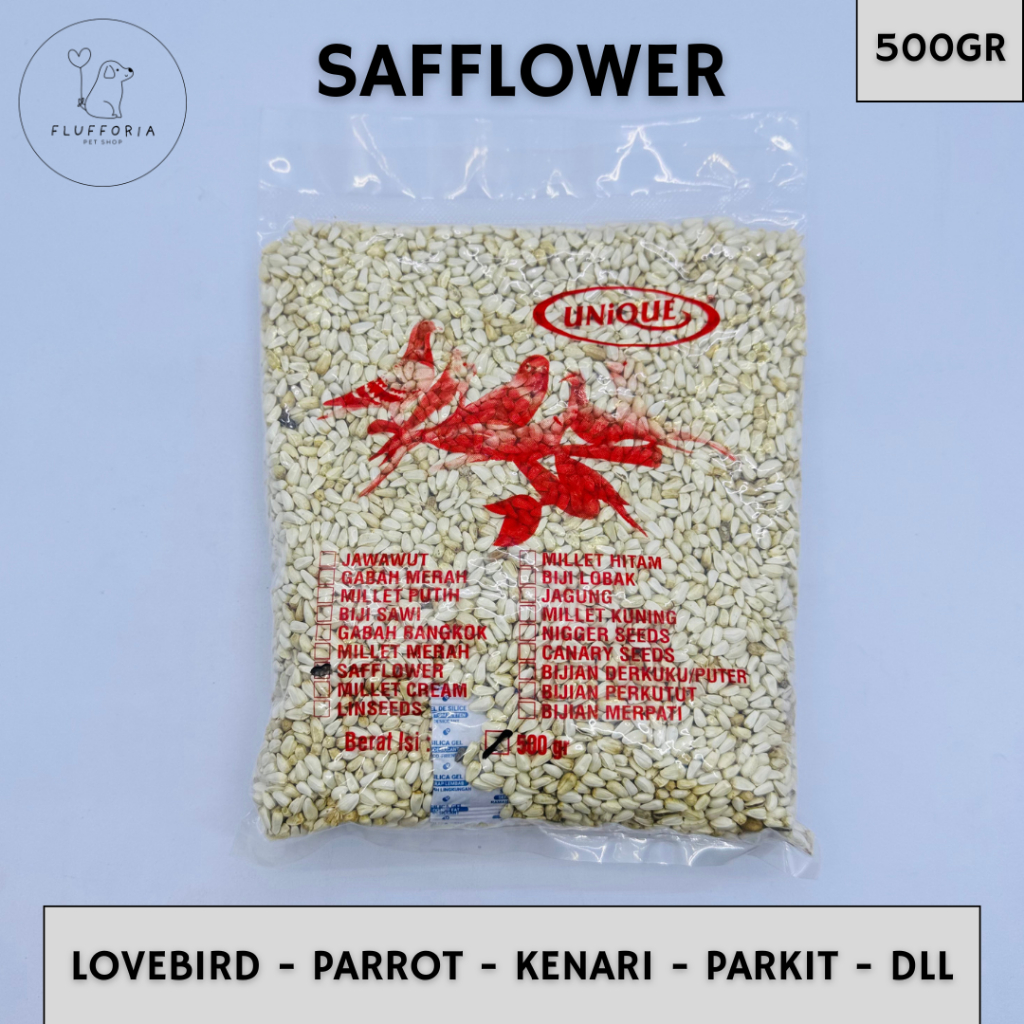 BIJI SAFFLOWER / SAFFLOWER SEEDS - PAKAN UNTUK BURUNG LOVEBIRD, KENARI, PARROT, PARKIT