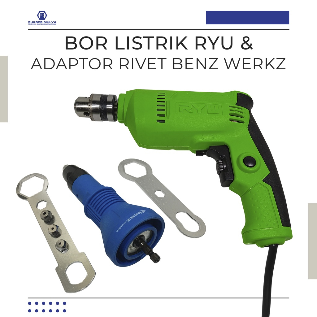 Paket Rivet Gun Adapter Tang Rivet Elektrik Bor Listrik 10mm Mesin Bor