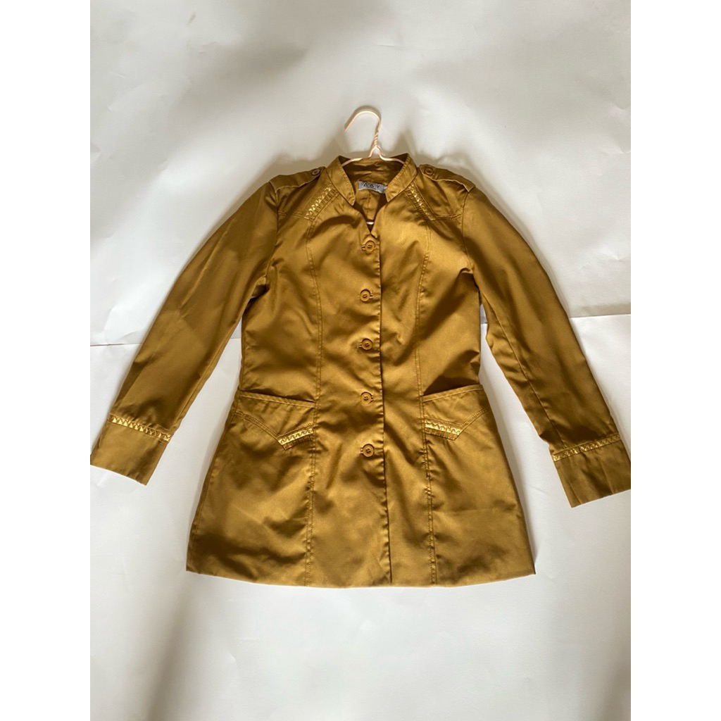 [ PRELOVED titipan istri] A&Y Blazer Baju Seragam PDH Guru / PNS Wanita Warna Khaki Tua BAHAN Katun 