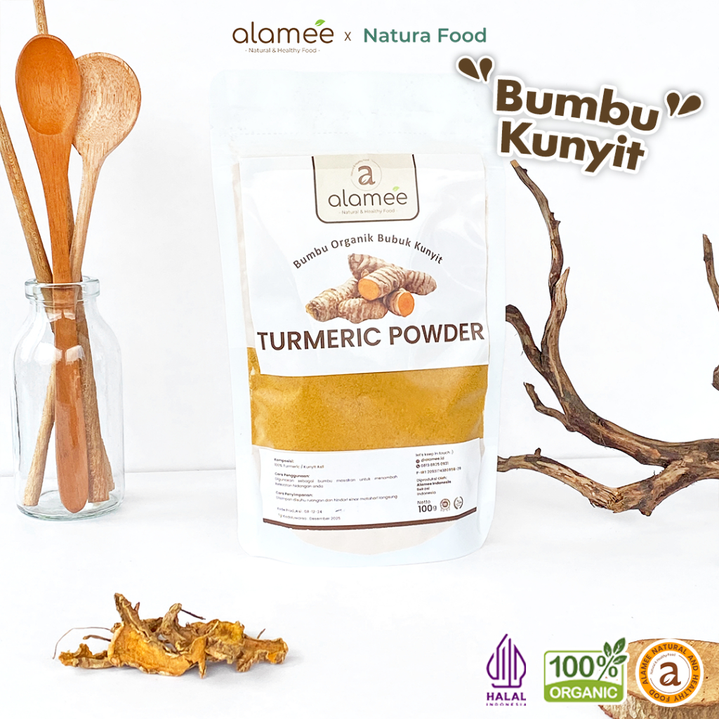 

ALAMEE Bubuk Kunyit Turmeric Powder Ground Bumbu Dapur Instan Organik Murni Asli Seasoning 100 Gram