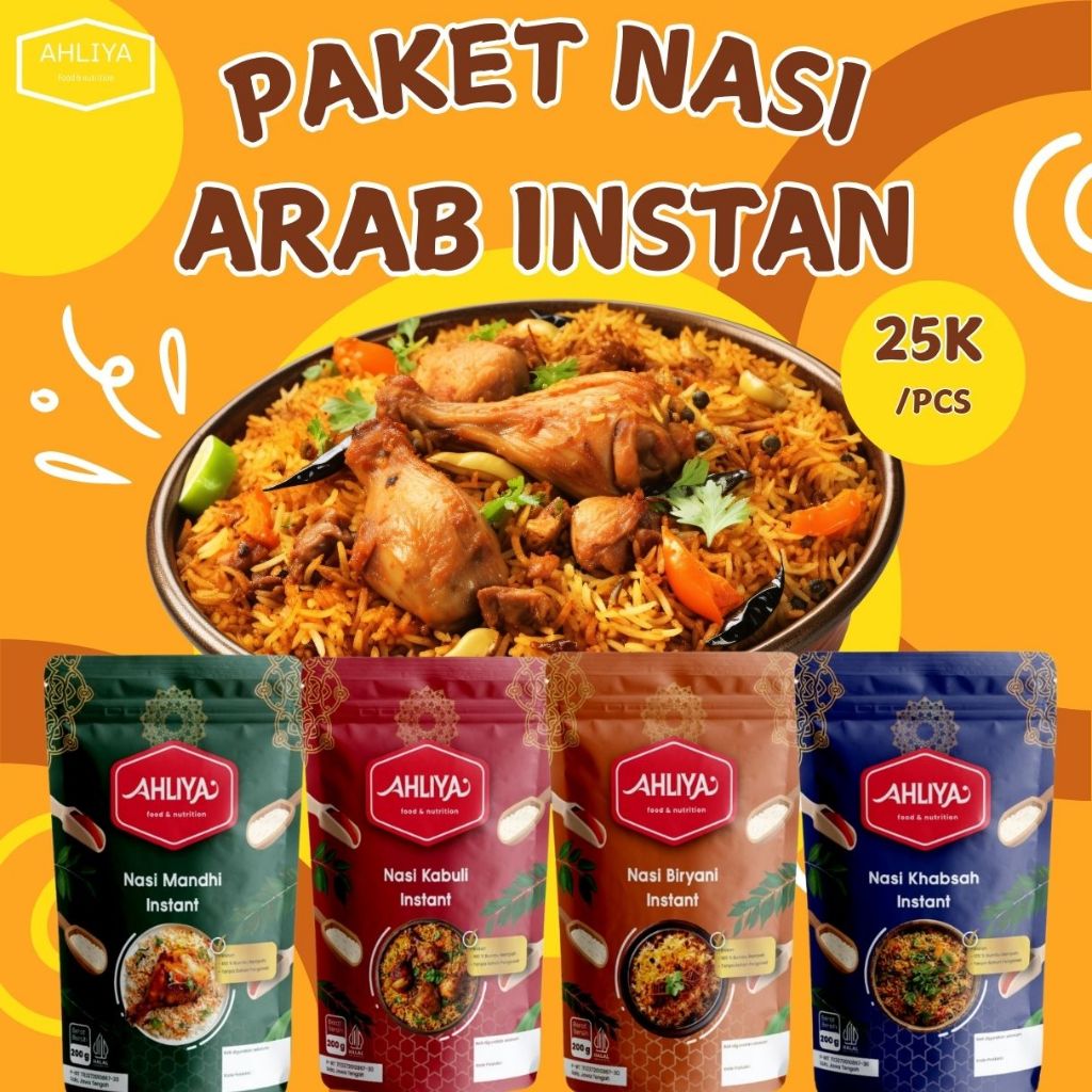 

[AHLIYA] Paket Nasi instan/Nasi kabuli/Nasi Briyani/Nasi Mandhi/Nasi Khabsah