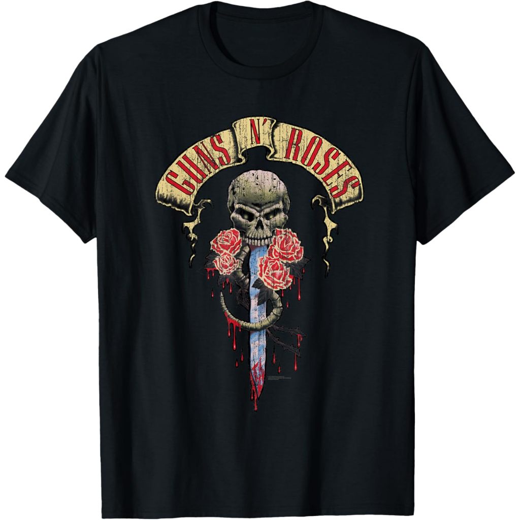 Baju Kaos Band GNR Guns N_ Roses Official Skull Head T-Shirt 100% Katun 24s