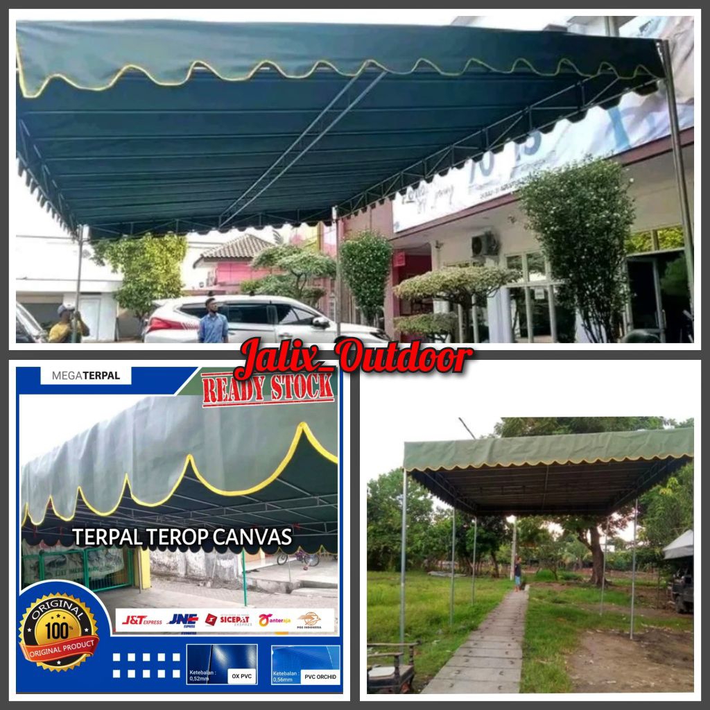 Terpal kain tenda taroop rumbai keliling,,UK 4x4m,,3x5m,,3x4m,,3x3m bahan kanvas CV tentara tebal