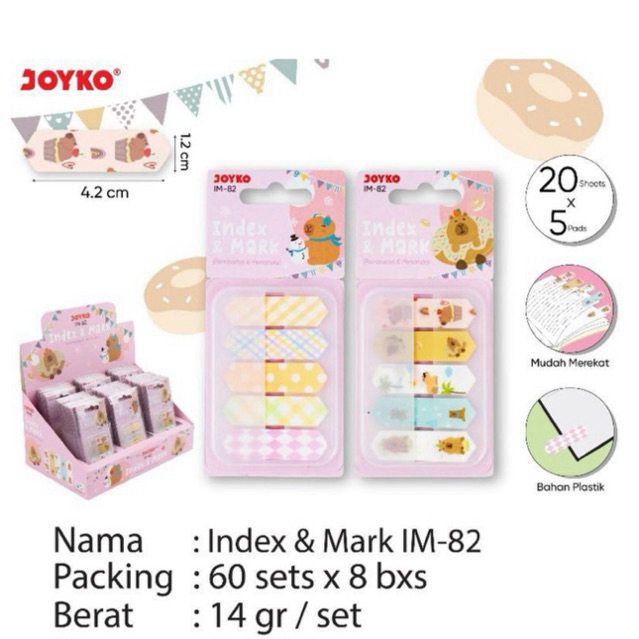 

MMS82 Index Mark dan Memo Stick Set / Sticky Note Capybara / Pembatas Stiker Mms 82 / Penanda Buku bahan Plastik Fancy karakter lucu MMS-82 Joyko