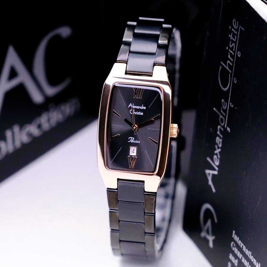 JAM TANGAN WANITA ALEXANDRE CHRISTIE AC 2455 AC2455 BLACK ROSEGOLD ORIGINAL