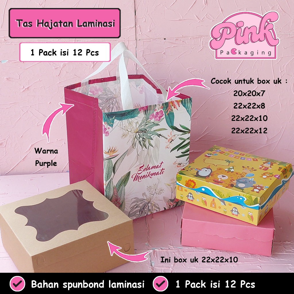 

Tas Hajatan Laminasi Tas Tenteng Spunbond Box 20x20 22x22 Bahan Tebal Isi 12 pcs