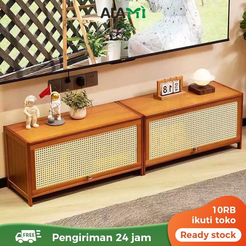 Alami Meja Tv Minimalis Modern Jati Rak Tv Lemari Kayu Rotan Terbaru Aesthetic