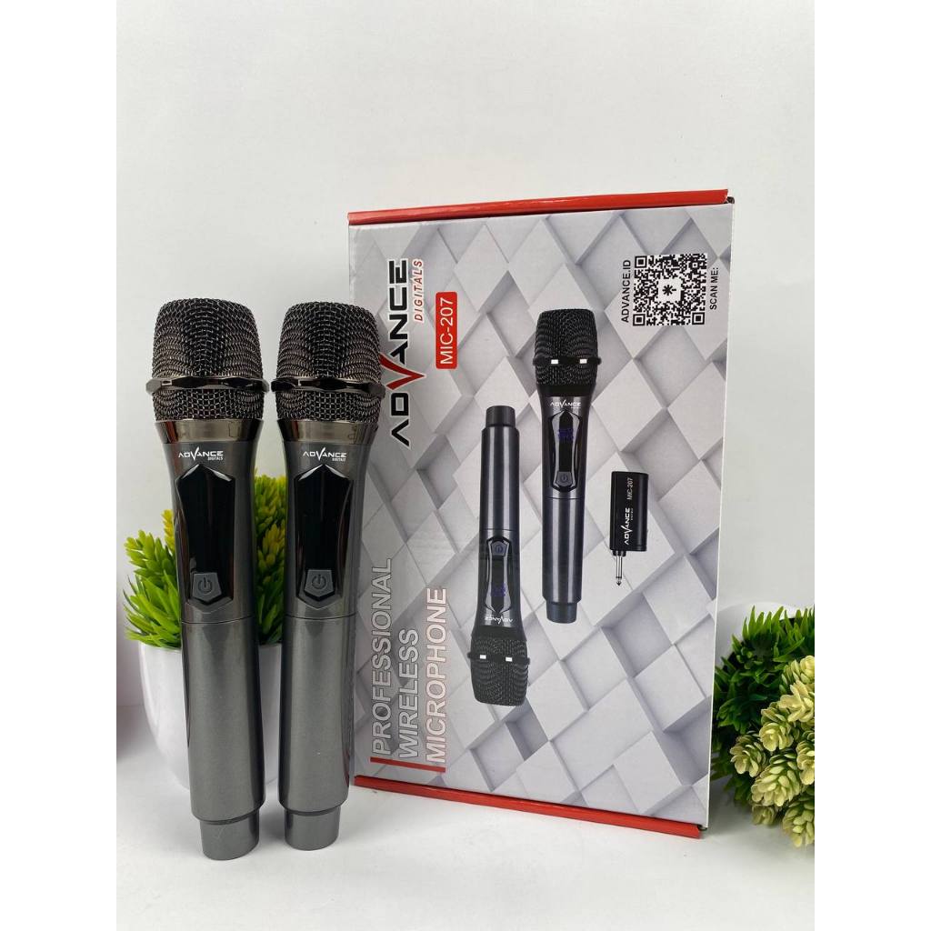 MIC207 ADVANCE DOUBLE MIC KARAOKE BLUETOOTH | WIRELE MICROPHONE FREE 3 BATERAI