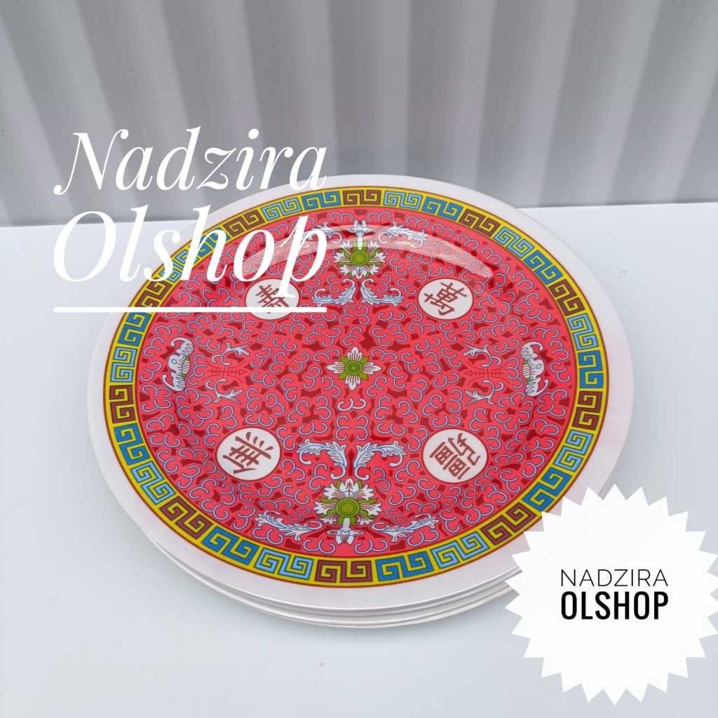 12PCS Piring ceper Melamin 23cm Motif batik Piring Tiongkok  Piring Prasmanan  Piring melamin Motif