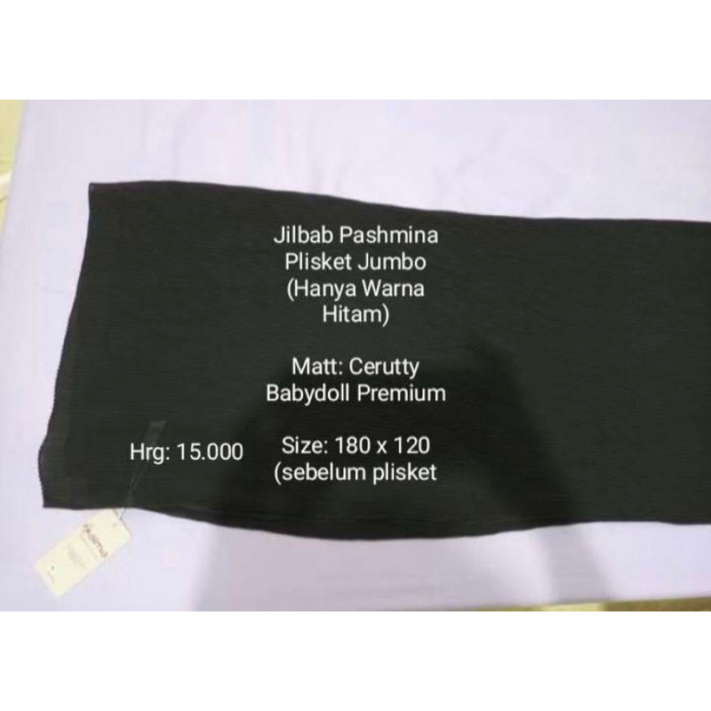 Jilbab Plisket Jumbo (hitam saja)