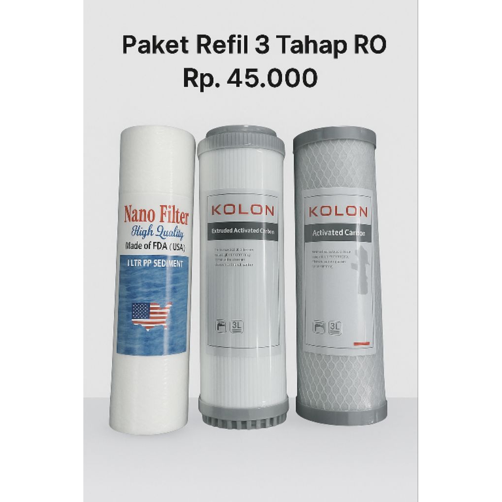Paket Refill RO 3 Tahap -Filter Air - Mesin RO Standar