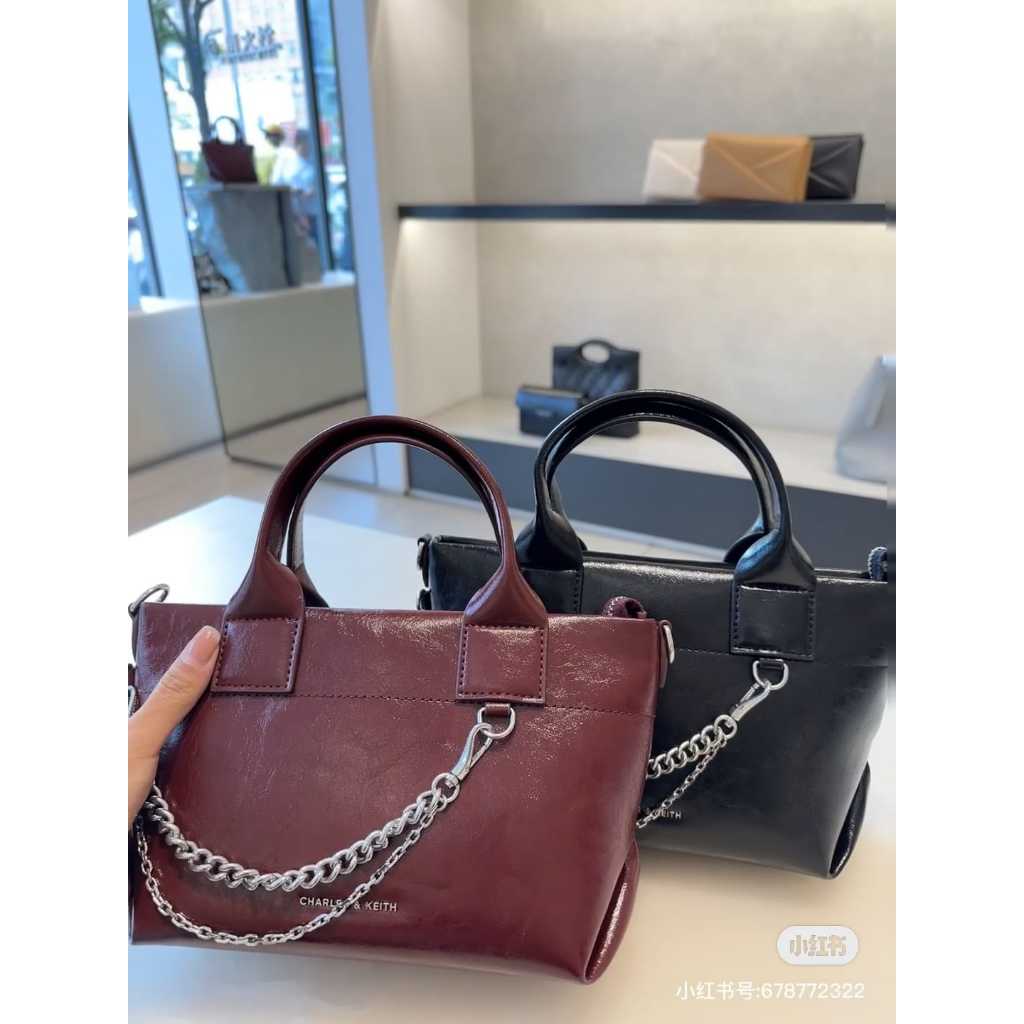 Leather Bag Premium / Tas Selempang dan Bahu CK Gantungan Rantai Silver #1738