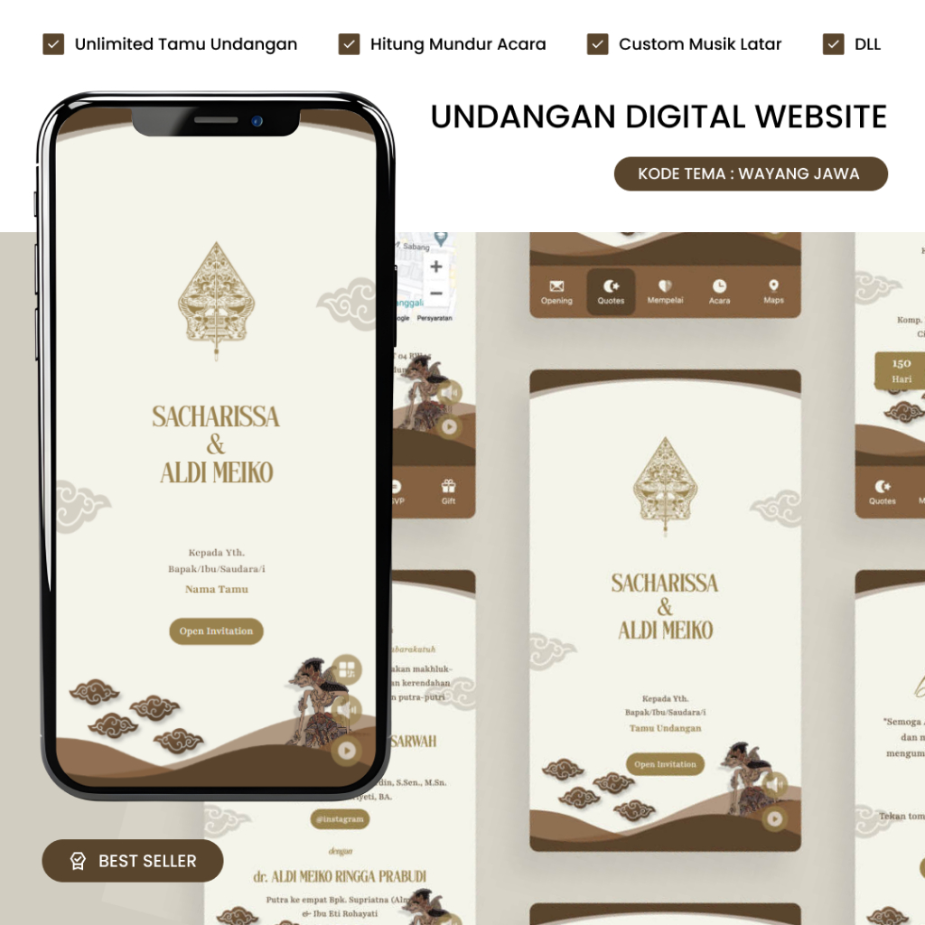 Undangan Digital Wayang Jawa – Nuansa Adat Elegan, RSVP & Galeri | Pernikahan Budaya Jawa