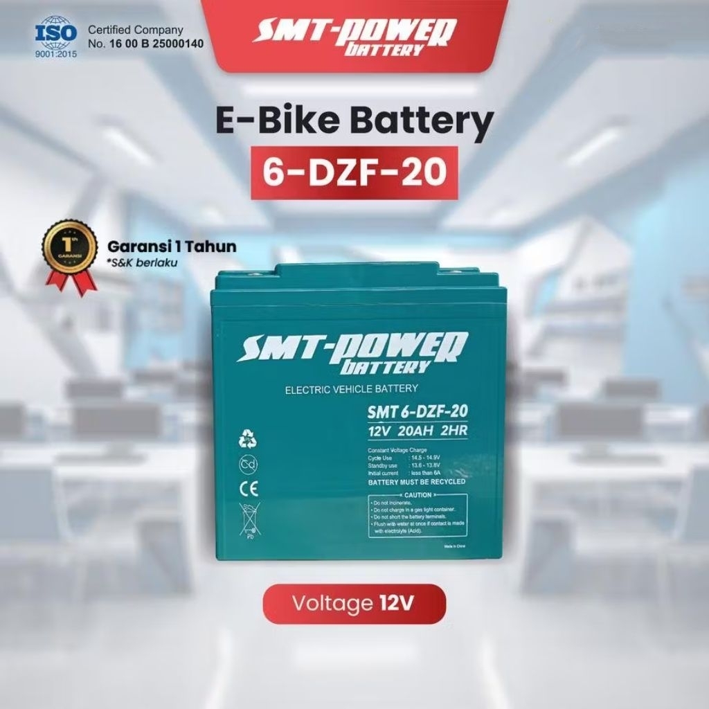 Baterai Aki Motor Listrik SMT 6-DZF-20 12V-20AH 6 DZF 20