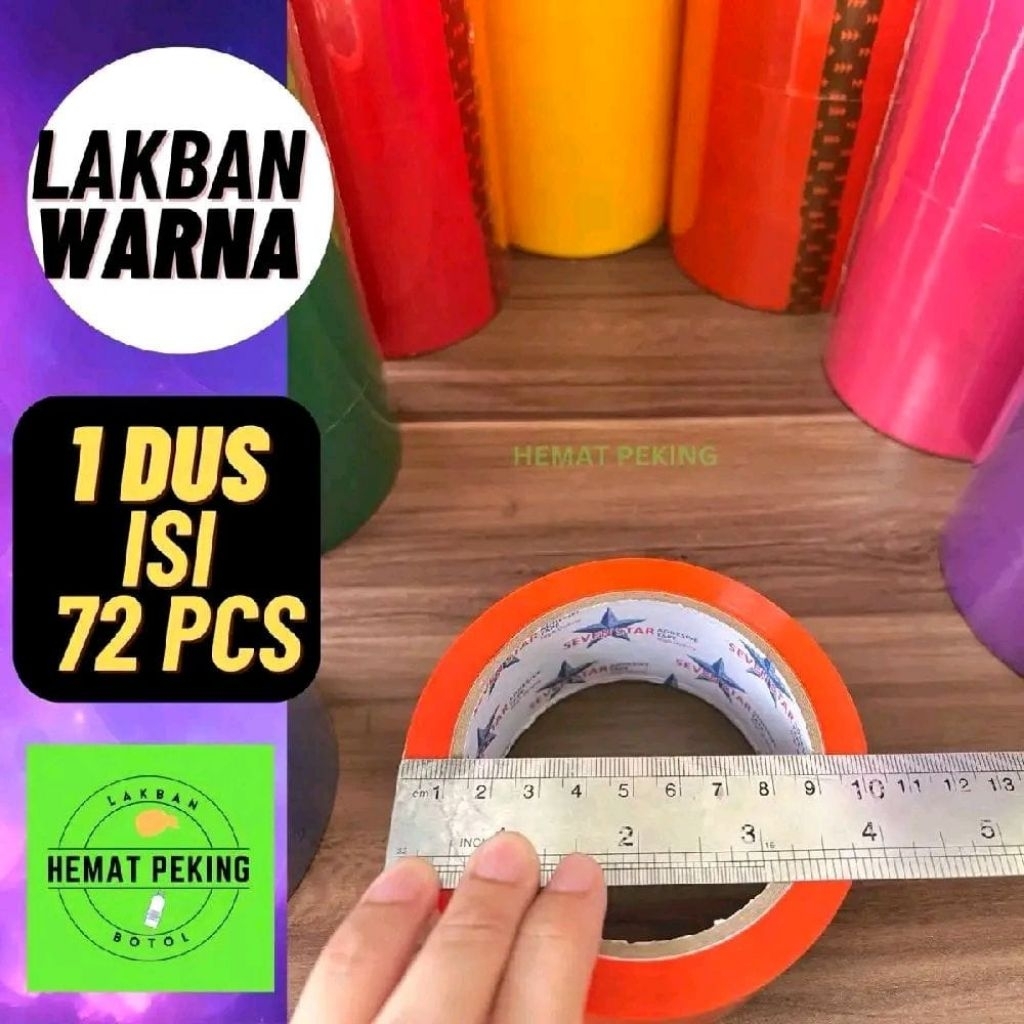 

Lakban Warna Warni 1 dus isi 72 pcs 2 inch OPP tape Seven Star
