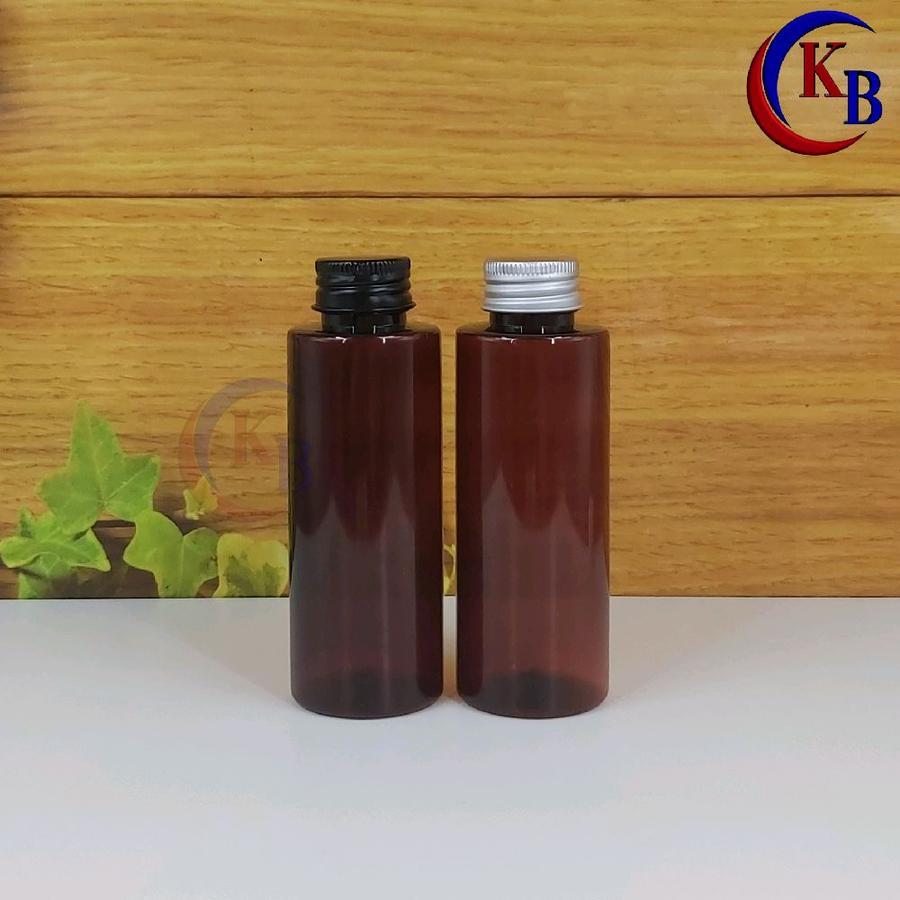 BOTOL ULIR 100 ML ALUMUNIUM / BOTOL PLASTIK PET RF COKLAT 100ML