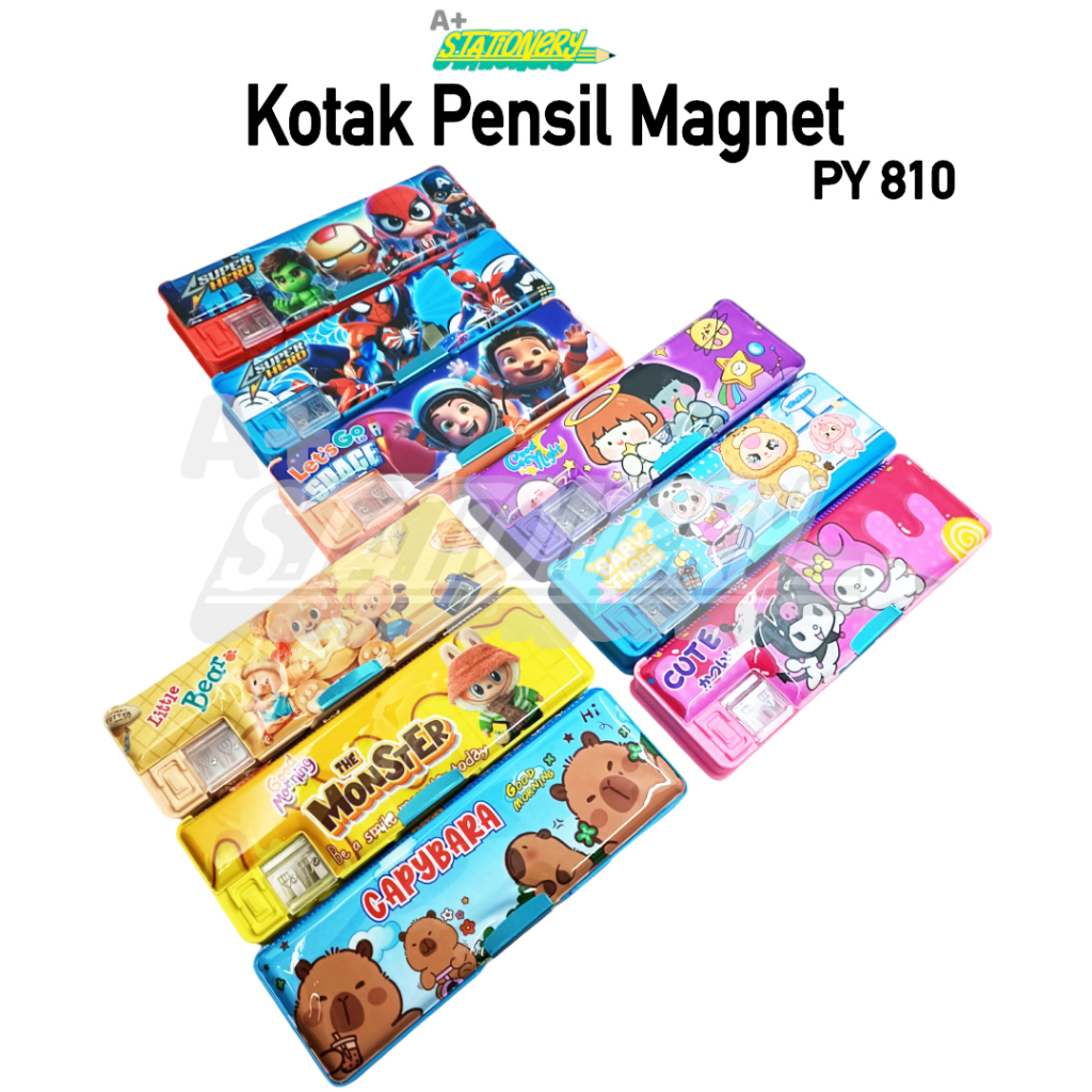 

[A+] Kotak Pensil Magnet 2 Sisi Karakter + 2 Lubang Rautan PY 810 | Tempat Pensil Magnet