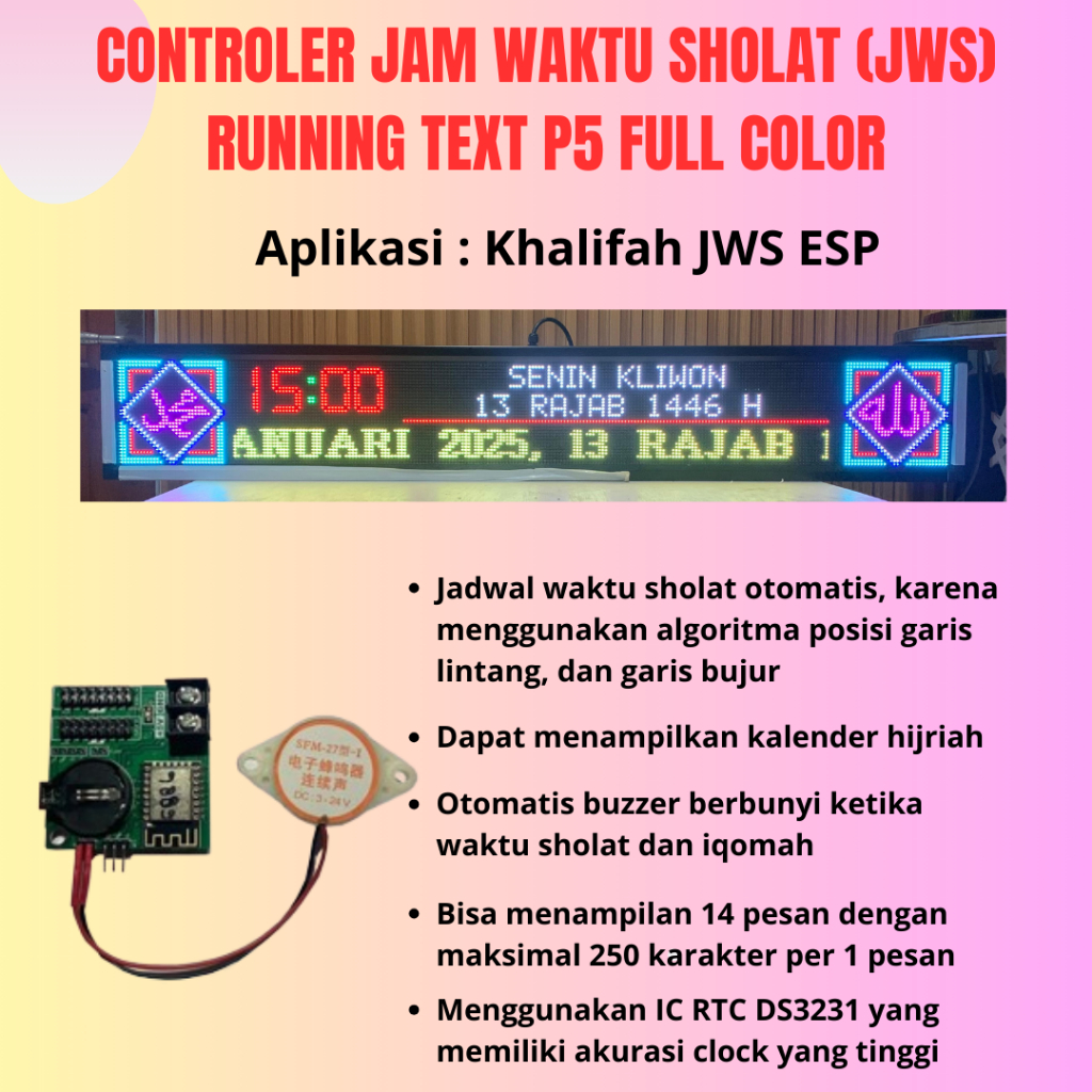Controller Jam Waktu Sholat Jws Khalifah Jadwal Sholat Jam Masjid Running Text P5 RGB