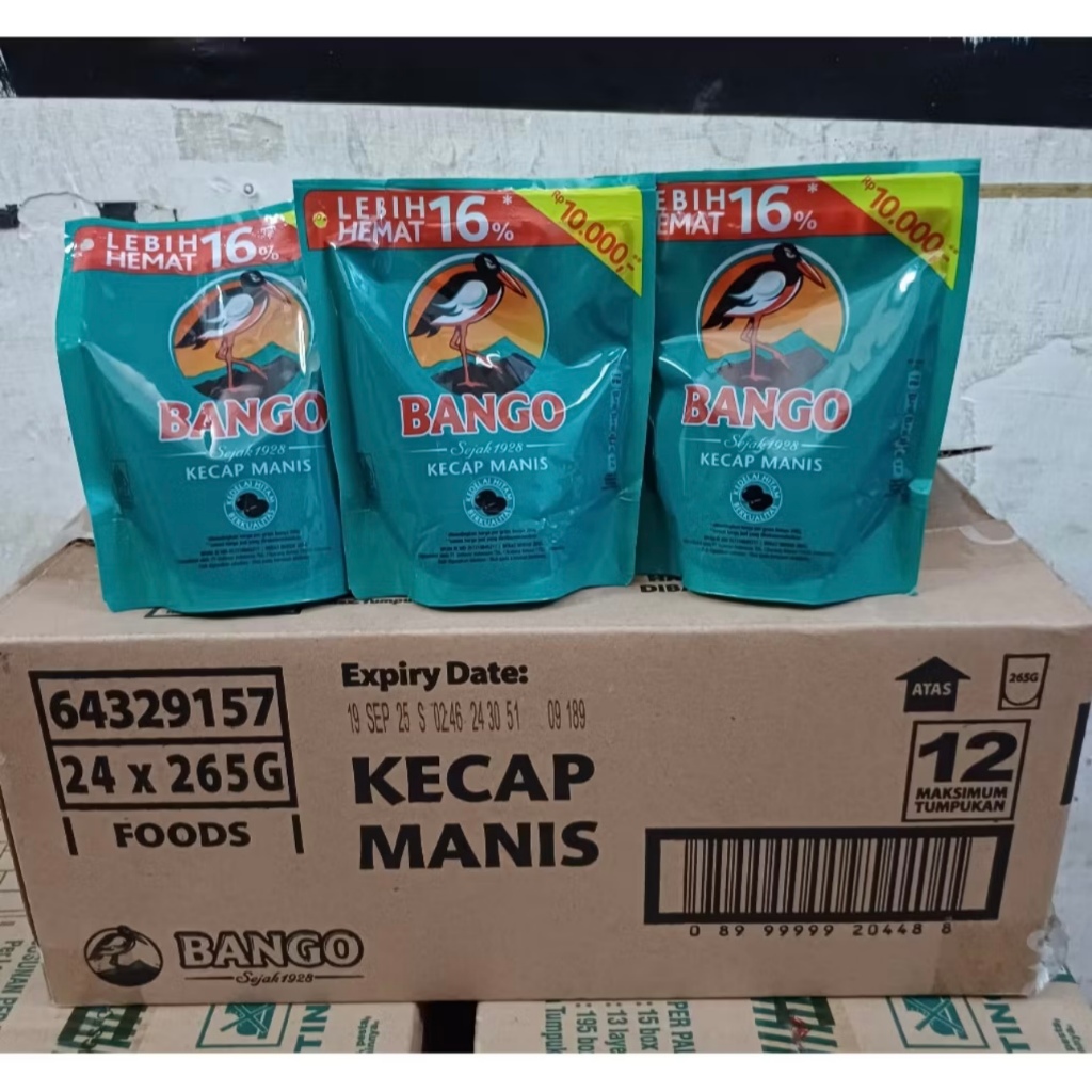 

Kecap Manis Bango Refill 265g Pouch 1 Dus Karton isi 24 pcs bungkus ketengan 10000 10 rb