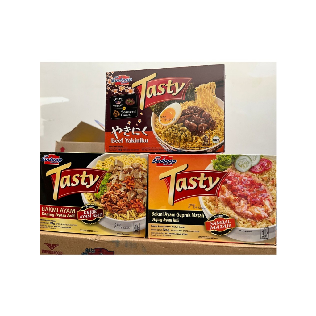 

Sedaap Tasty Mie Instan Bakmi isi 12 pcs 3 varian rasa Bakmie Ayam , Beef Yakiniku , dan Ayam Geprek Matah