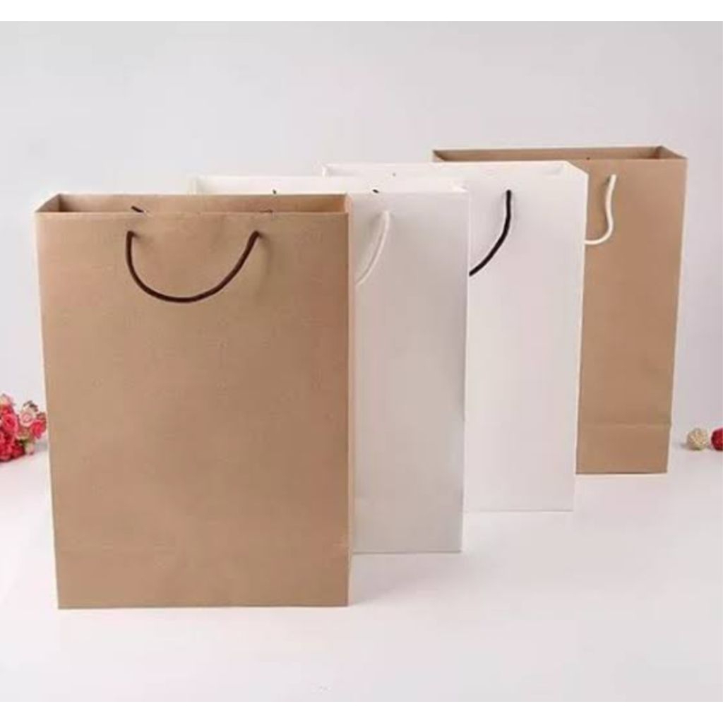 

S (S52) PAPER BAG POLOS WARNA HITAM DAN COKLAT/PAPERBAG SOUVENIR UKURAN BESAR