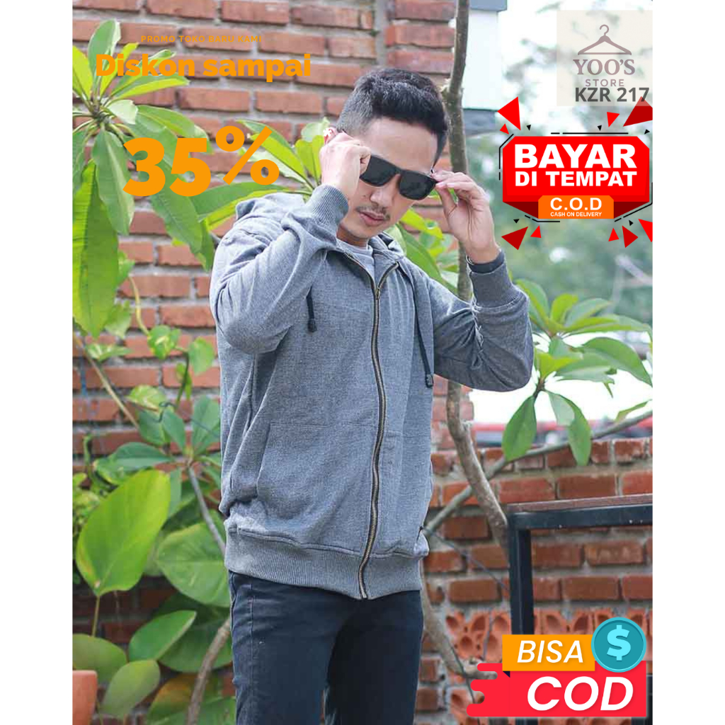 Jaket Hoodie Pria, Jaket Hoodie Grey Pria, Hoodie Abu abu pria, Hoodie polos abu abu pria